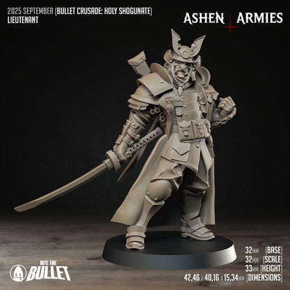 Trench Crusade Compatibel - Shogunate Lieutenant (4 Miniatures) - Warfare Proxy Miniatures – 32mm Resin Grimdark Miniature