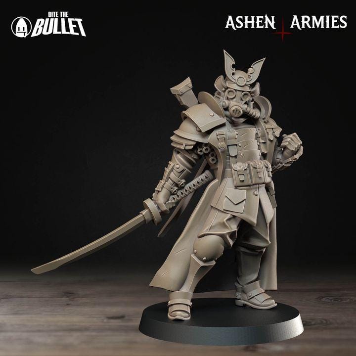 Trench Crusade Compatibel - Shogunate Lieutenant (4 Miniatures) - Warfare Proxy Miniatures – 32mm Resin Grimdark Miniature