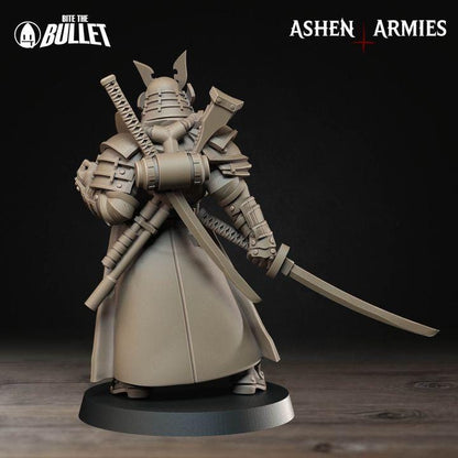 Trench Crusade Compatibel - Shogunate Lieutenant (4 Miniatures) - Warfare Proxy Miniatures – 32mm Resin Grimdark Miniature
