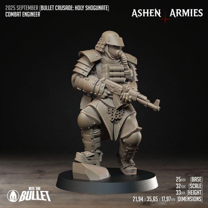 Trench Crusade Compatibel - Shogunate Combat Engineer (6 Miniatures) - Warfare Proxy Miniatures – 32mm Resin Grimdark Miniature