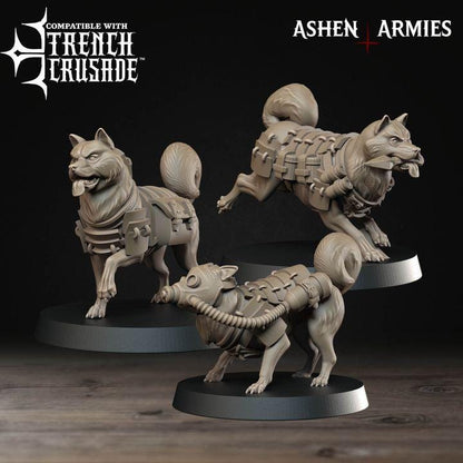 Trench Crusade Compatibel - Shogunate Combat Dog(3 Miniatures) - Warfare Proxy Miniatures – 32mm Resin Grimdark Miniature