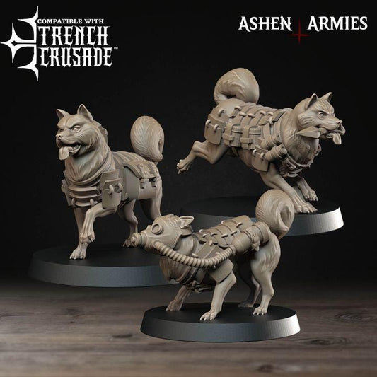 Trench Crusade Compatibel - Shogunate Combat Dog(3 Miniatures) - Warfare Proxy Miniatures – 32mm Resin Grimdark Miniature