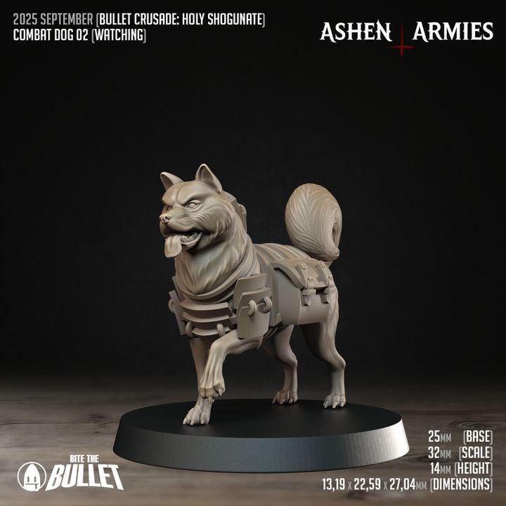 Trench Crusade Compatibel - Shogunate Combat Dog(3 Miniatures) - Warfare Proxy Miniatures – 32mm Resin Grimdark Miniature
