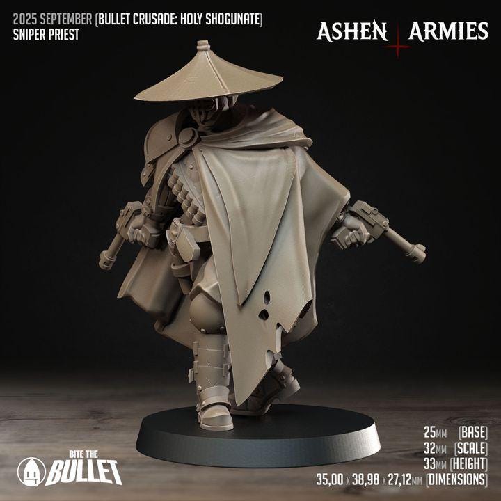 Trench Crusade Compatibel - Shogunate Sniper Priest (3 Miniatures) - Warfare Proxy Miniatures – 32mm Resin Grimdark Miniature