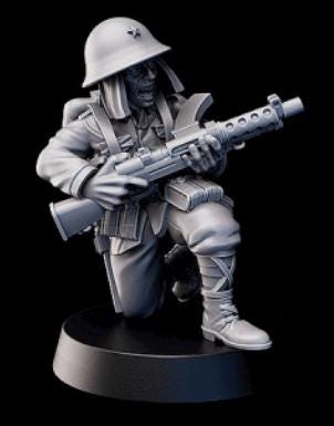 Weird War Japan Infantry Squad – SMG Infantry (5 Miniatures) – 28mm Sci-Fi WWII Tabletop Proxies