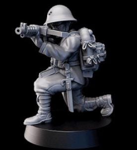 Weird War Japan Infantry Squad – SMG Infantry (5 Miniatures) – 28mm Sci-Fi WWII Tabletop Proxies