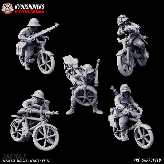 Weird War Japan Infantry Squad – Bicyle Infantry (5 Miniatures) – 28mm Sci-Fi WWII Tabletop Proxies