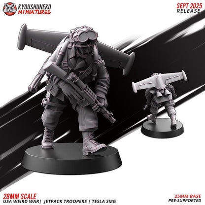 Weird War Infantry Squad – USA Jet Pack SMG (5 Miniatures) – 28mm 32mm WW2 Konflikt 47 / Bolt Action Compatibel