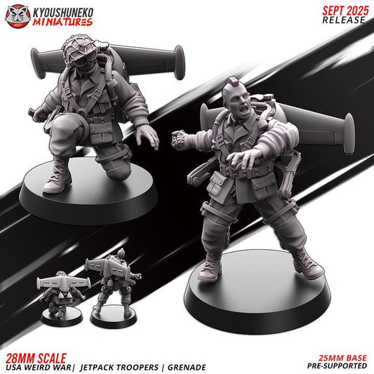 Weird War Infantry Squad – USA Jet Pack Grenade Team (2 Miniatures) – 28mm 32mm WW2 Konflikt 47 / Bolt Action Compatibel