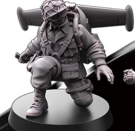 Weird War Infantry Squad – USA Jet Pack Grenade Team (2 Miniatures) – 28mm 32mm WW2 Konflikt 47 / Bolt Action Compatibel