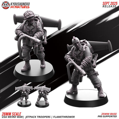 Weird War Infantry Squad – USA Jet Pack Flamethrower Team (2 Miniatures) – 28mm 32mm WW2 Konflikt 47 / Bolt Action Compatibel