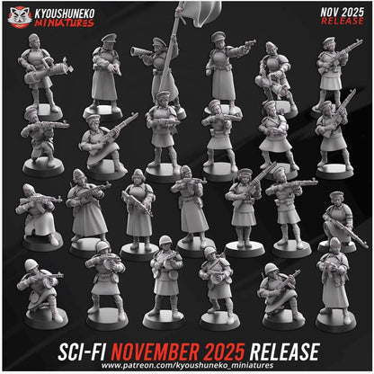 Weird War Infantry Platoon – Complete Set Soviet (25 Miniatures) – 28mm 32mm WW2 - Tabletop Wargame Konflikt 47 / Bolt Action Proxy