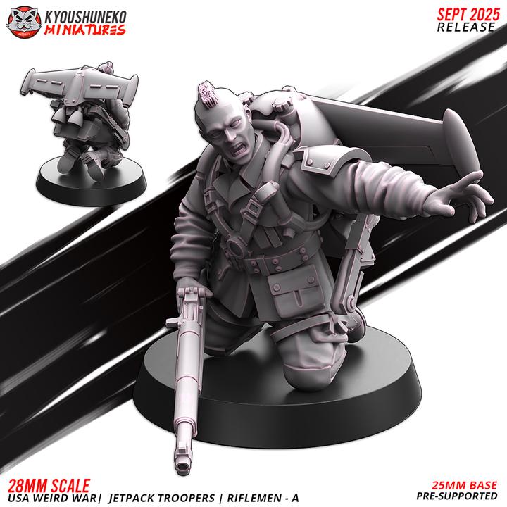 25 Miniatures Weird War Infantry Platoon – USMC Jet Pack – 28mm 32mm WW2 Konflikt 47 / Bolt Action Compatibel
