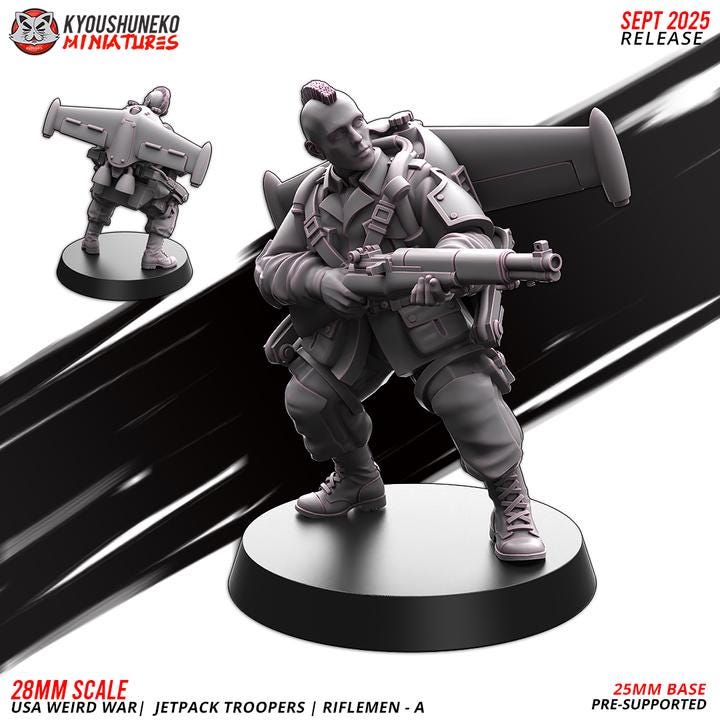 25 Miniatures Weird War Infantry Platoon – USMC Jet Pack – 28mm 32mm WW2 Konflikt 47 / Bolt Action Compatibel