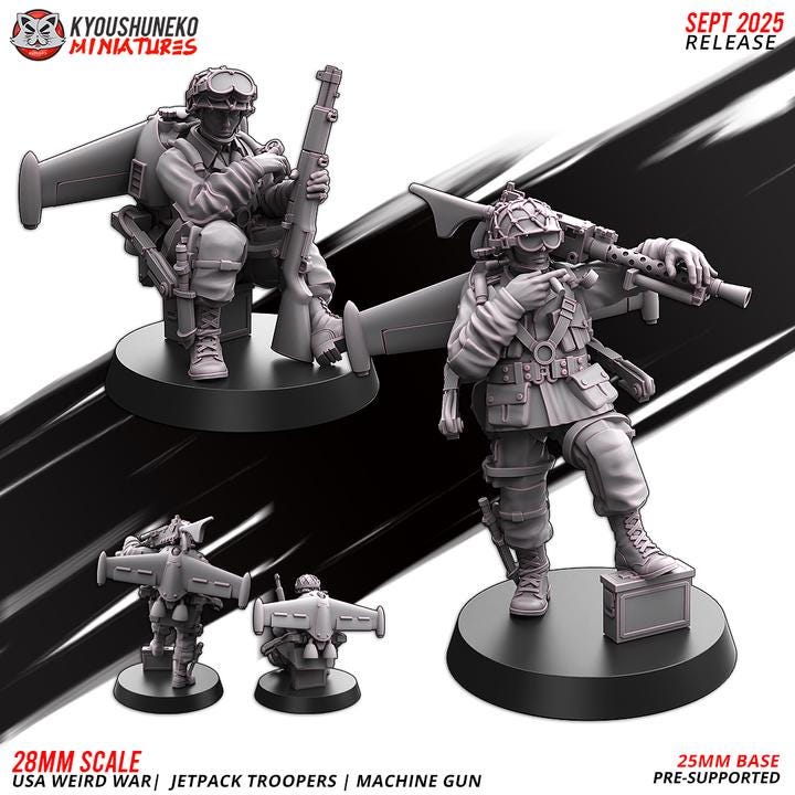 25 Miniatures Weird War Infantry Platoon – USMC Jet Pack – 28mm 32mm WW2 Konflikt 47 / Bolt Action Compatibel