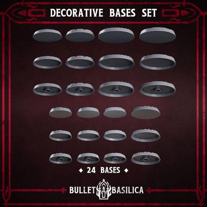Decor Miniature Bases A – Tabletop Wargaming Bases Magnet Ready – Resin High Detail Print for Army Miniatures