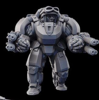 Weird War Infantry Squad – USMC Heavy Exo Trooper (5 Miniatures) – 28mm Sci-Fi WWII Tabletop Proxies
