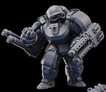 Weird War Infantry Squad – USMC Heavy Exo Trooper (5 Miniatures) – 28mm Sci-Fi WWII Tabletop Proxies