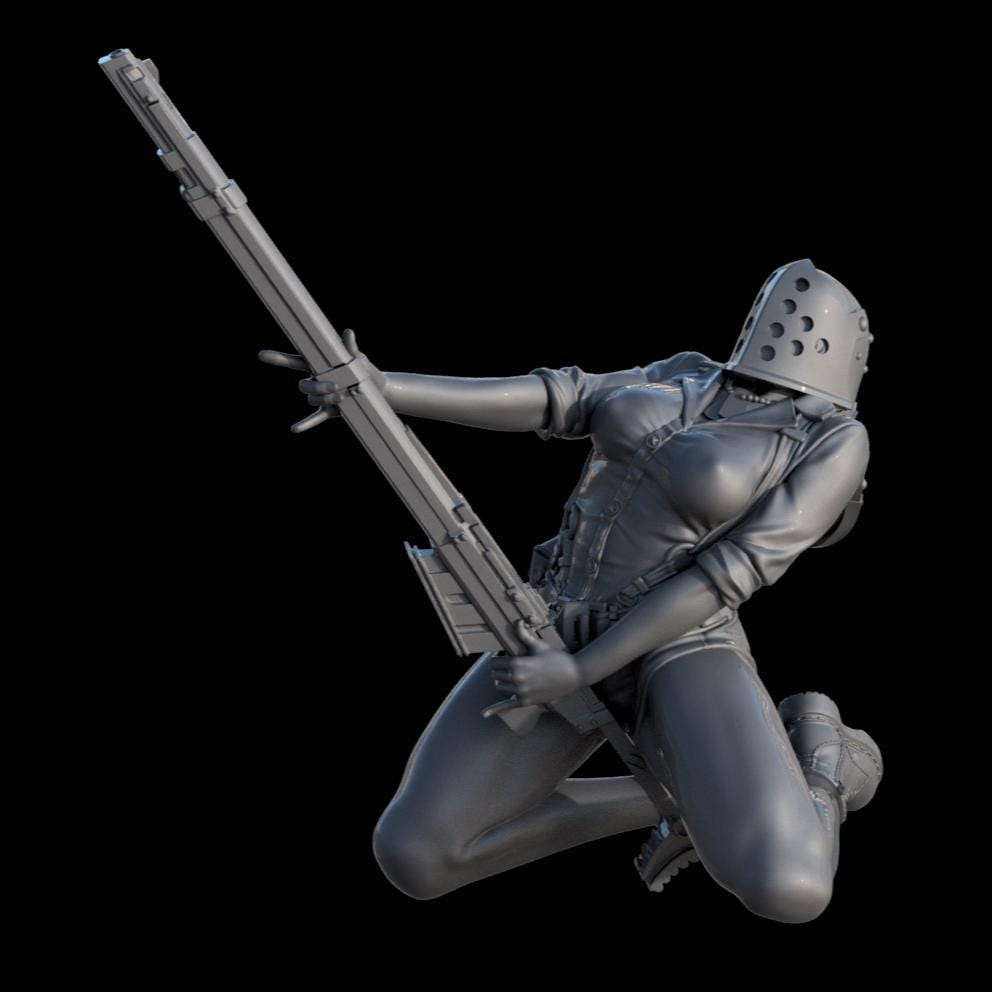 Grimdark Trench Warfare Proxy Miniatures – Anti Tank Girl Tabletop WW1 WW2 SCI FI Wargame
