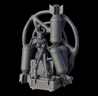 Grimdark Trench Warfare Proxy Miniatures – Artillery Queen on Throne Witch