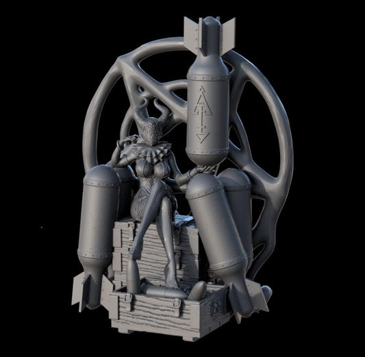Grimdark Trench Warfare Proxy Miniatures – Artillery Queen on Throne Witch