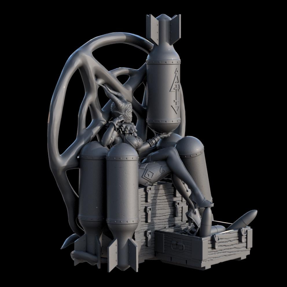 Grimdark Trench Warfare Proxy Miniatures – Artillery Queen on Throne Witch