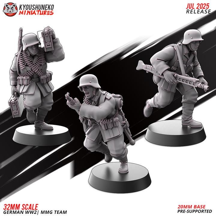 Weird War Starter Platoon Army 12pcs – German Set Spider Walker,HMG, Rifleman – 28mm 32mm WW2 Sci Fi Wargame Konflikt 47 / Bolt Action Proxy