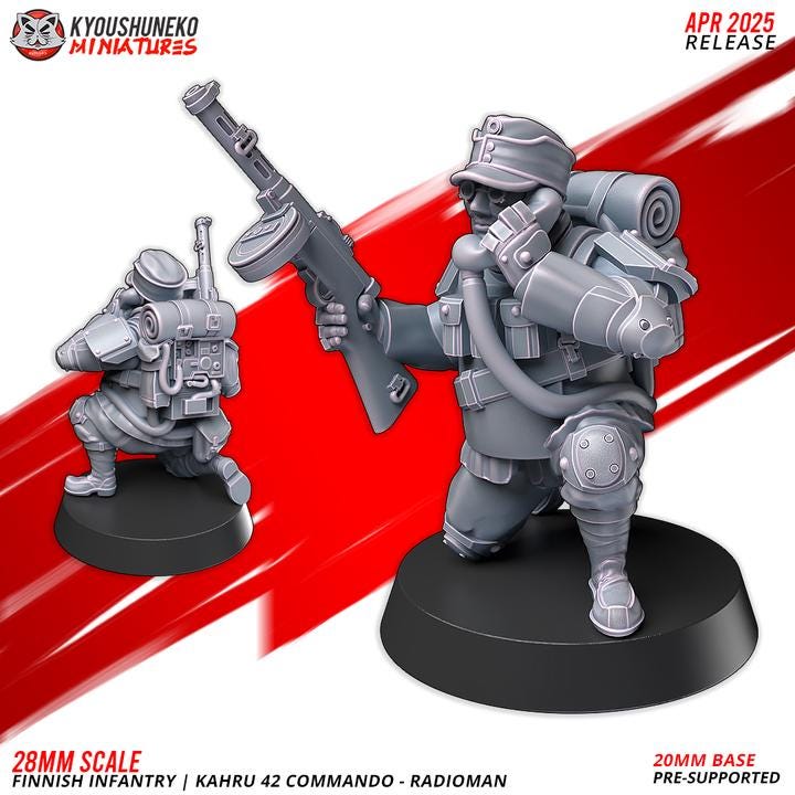 Weird War Support Platoon Army 10pcs – Finnish Set Walker,Mortar,HMG,Rifleman – 28mm 32mm WW2 Sci Fi Wargame Konflikt 47 / Bolt Action Proxy