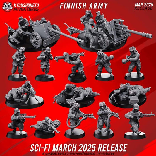 Weird War Support Platoon Army  15pcs – Finnish Set A PAK,MG,Flamethrower,RPG – 28mm 32mm WW2 Sci Fi Wargame Konflikt 47 / Bolt Action Proxy