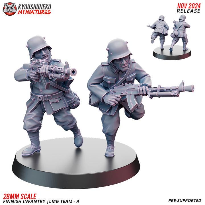Weird War Support Platoon Army  15pcs – Finnish Set B Tank,Sniper,Flamethrower,HMG – 28mm 32mm WW2 Wargame Konflikt 47 / Bolt Action Proxy