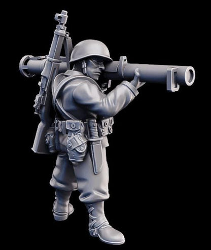 Weird War Infantry Squad – USMC Bazooka Team (4 Miniatures) – 28mm Sci-Fi WWII Tabletop Proxies