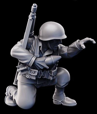 Weird War Infantry Squad – USMC Bazooka Team (4 Miniatures) – 28mm Sci-Fi WWII Tabletop Proxies