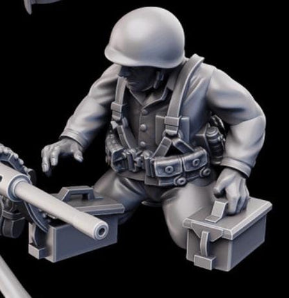 Weird War Infantry Squad – USMC Heavy MG Team (2 Miniatures) – 28mm Sci-Fi WWII Tabletop Proxies