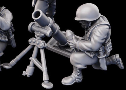 Weird War Infantry Squad – USMC Heavy Mortar Team (3 Miniatures) – 28mm Sci-Fi WWII Tabletop Proxies