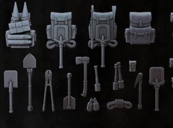 Grimdark Trench Warfare Bit Set Backpacks –  Bit Pack Set Proxy Miniatures for Tabletop Wargaming