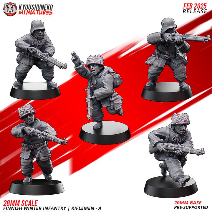 Weird War Infantry Platoon – Complete Set Finnish A (22 Miniatures) – 28mm 32mm WW2 - Tabletop Wargame Konflikt 47 / Bolt Action Proxy