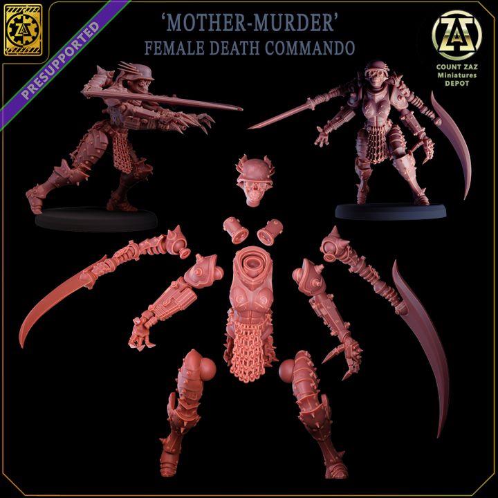 Grimdark Trench Warfare Proxy Miniatures – Female Death Commando Mother of Murder 32mm Scale