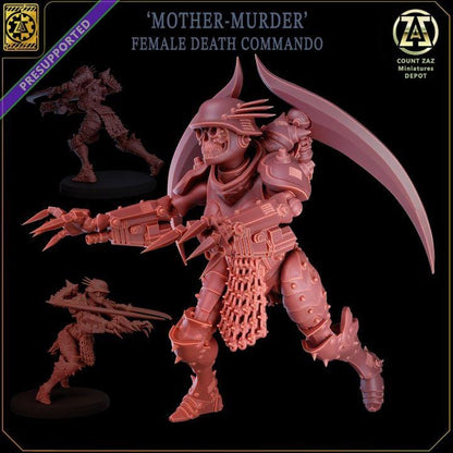 Grimdark Trench Warfare Proxy Miniatures – Female Death Commando Mother of Murder 32mm Scale