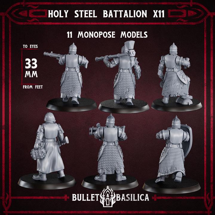 Grimdark Trench Warfare Proxy Miniatures – Holy Steel Trooper Infantry – 32mm Resin Warband