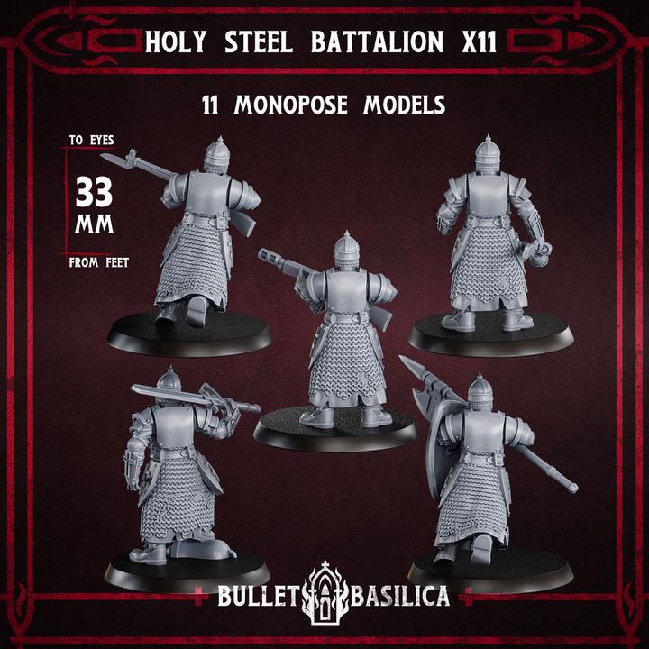 Grimdark Trench Warfare Proxy Miniatures – Holy Steel Trooper Infantry – 32mm Resin Warband