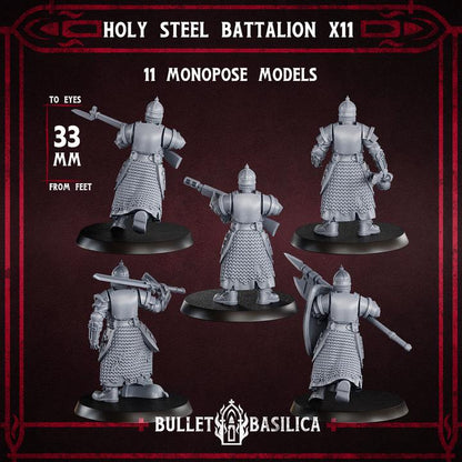 Grimdark Trench Warfare Proxy Miniatures – Holy Steel Trooper Infantry – 32mm Resin Warband