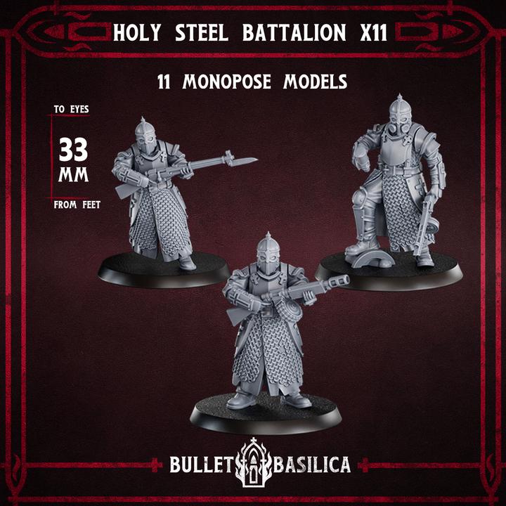 Grimdark Trench Warfare Proxy Miniatures – Holy Steel Trooper Infantry – 32mm Resin Warband