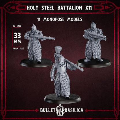Grimdark Trench Warfare Proxy Miniatures – Holy Steel Trooper Infantry – 32mm Resin Warband