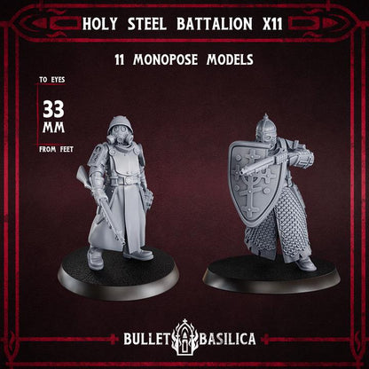 Grimdark Trench Warfare Proxy Miniatures – Holy Steel Trooper Infantry – 32mm Resin Warband