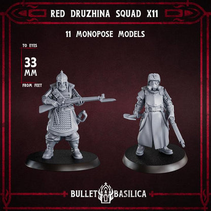 Grimdark Trench Warfare Proxy Miniatures – Red Druzhina Trooper Infantry – 32mm Resin Warband