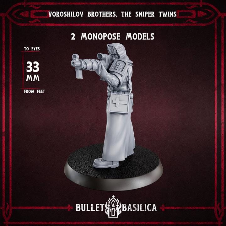 Grimdark Trench Warfare Proxy Miniatures – Holy Steel Sniper – 32mm Resin Warband