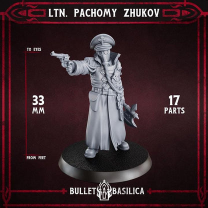 Grimdark Trench Warfare Proxy Miniatures – Red Druzhina Lieutenant Infantry – 32mm Resin Warband
