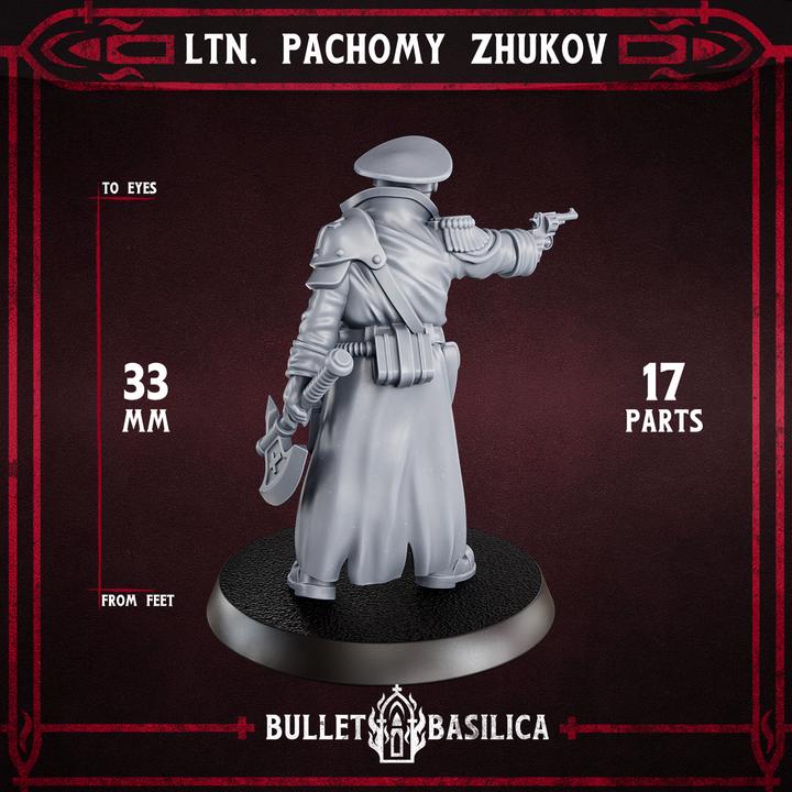 Grimdark Trench Warfare Proxy Miniatures – Red Druzhina Lieutenant Infantry – 32mm Resin Warband