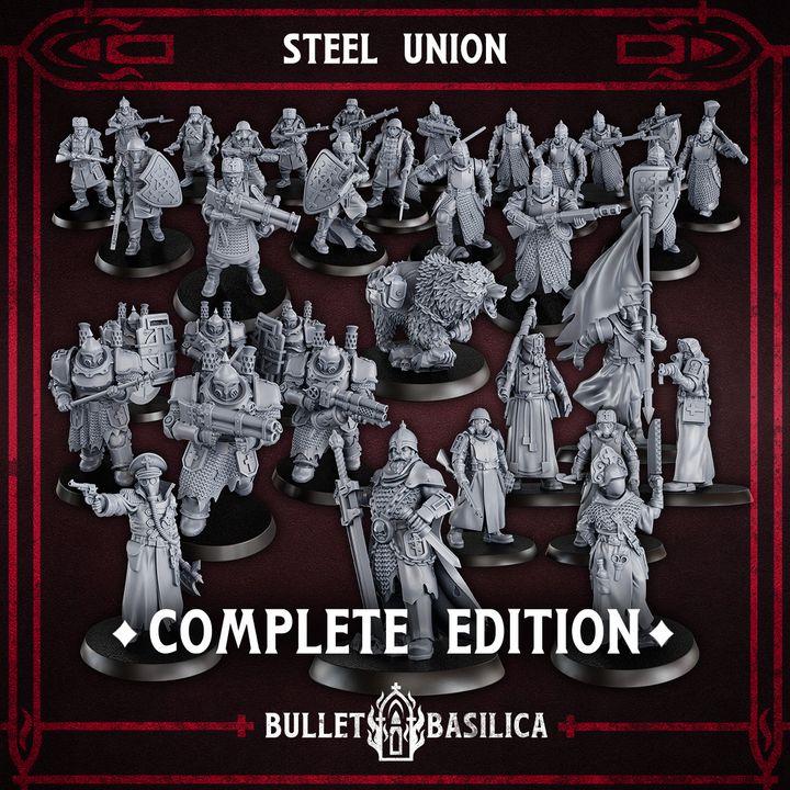 Grimdark Trench Warfare Proxy Miniatures – Holy Steel Complete Set (34 Miniatures) – 32mm Resin Warband(USA PDDP All Customs paid)