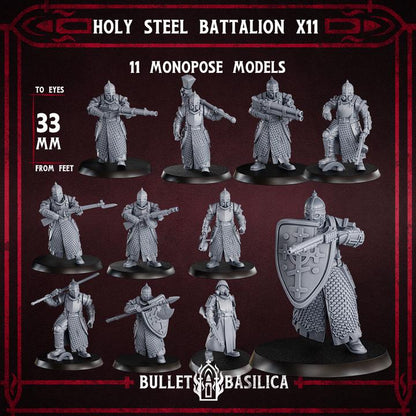 Grimdark Trench Warfare Proxy Miniatures – Holy Steel Complete Set (34 Miniatures) – 32mm Resin Warband(USA PDDP All Customs paid)